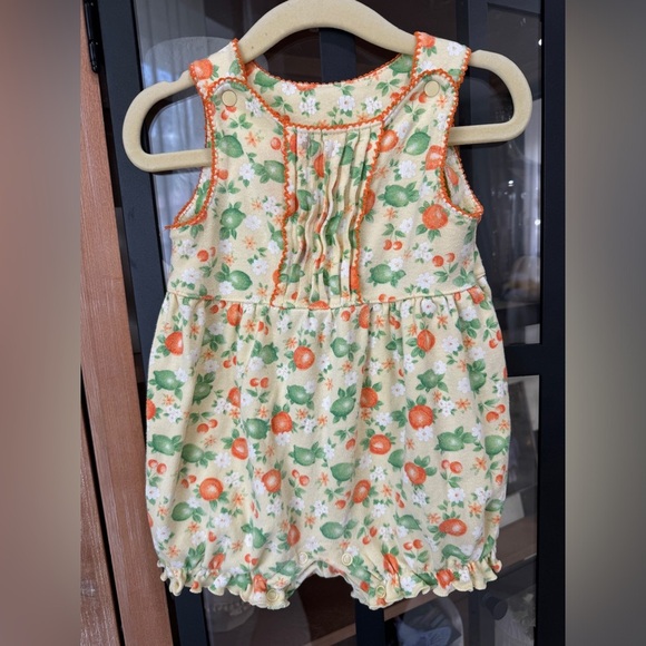 1990s Vintage Miniwear bubble romper baby girl limes lemons fruits print ruffles - Picture 6 of 6